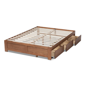 Baxton Studio Wren Modern And Contemporary Walnut Finished 3-Drawer King Size Platform Storage Bed Frame