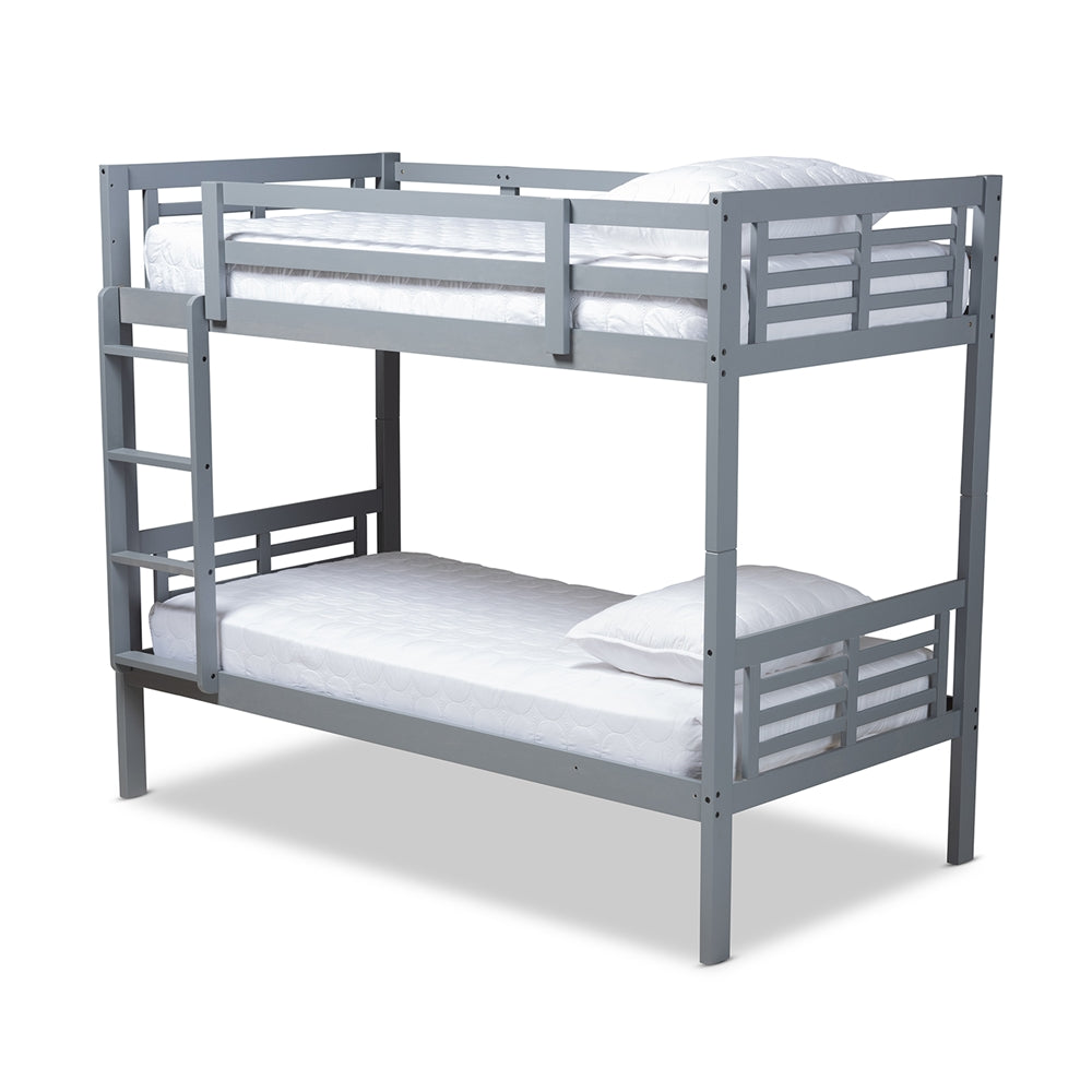 Baxton Studio Liam Modern and Contemporary Finished Wood Bunk Bed - Twin Size