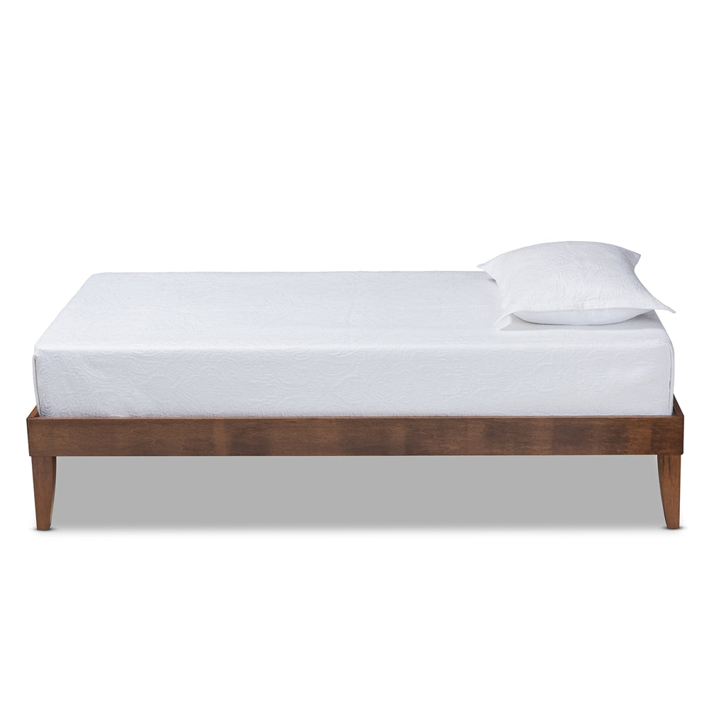 Baxton Studio Lucina Mid-Century Modern Walnut Brown Finished Twin Size Platform Bed Frame