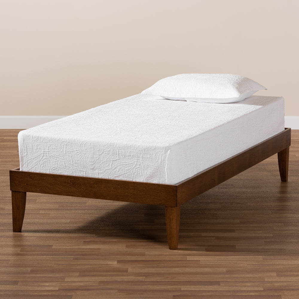 Baxton Studio Lucina Mid-Century Modern Walnut Brown Finished Twin Size Platform Bed Frame