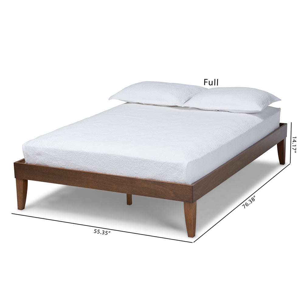 Baxton Studio Lucina Mid-Century Modern Walnut Brown Finished Queen Size Platform Bed Frame