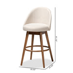 Load image into Gallery viewer, Baxton Studio Carra Mid-Century Modern Light Beige Fabric Upholstered Walnut-Finished Wood 2-Piece Swivel Bar Stool Set
