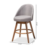 Load image into Gallery viewer, Baxton Studio Carra Mid-Century Modern Grey Fabric Upholstered Walnut-Finished Wood Swivel Counter Stool (Set Of 2)
