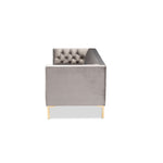 Load image into Gallery viewer, Baxton Studio Zanetta Glam And Luxe Gray Velvet Upholstered Gold Finished Sofa
