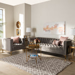 Load image into Gallery viewer, Baxton Studio Zanetta Glam And Luxe Gray Velvet Upholstered Gold Finished 2-Piece Sofa And Lounge Chair Set
