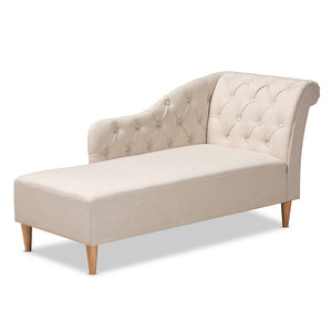 Baxton Studio Emeline Modern and Contemporary Fabric Upholstered Oak Finished Chaise Lounge