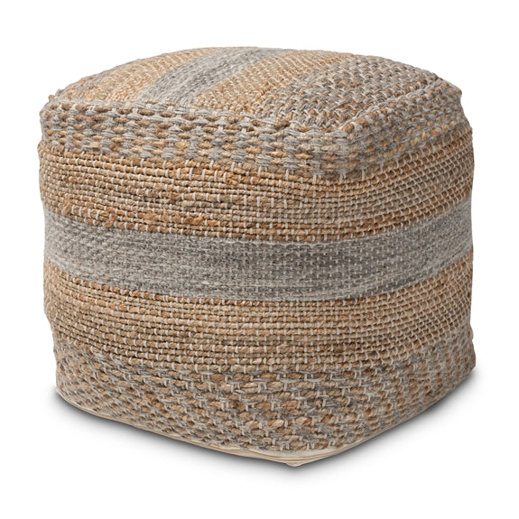 Baxton Studio Grange Moroccan Inspired Handwoven Hemp Pouf Ottoman