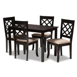 Load image into Gallery viewer, Baxton Studio Verner Modern And Contemporary Sand Fabric Upholstered Espresso Brown Finished 5-Piece Wood Dining Set
