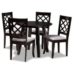 Load image into Gallery viewer, Baxton Studio Daisy Modern And Contemporary Grey Fabric Upholstered And Dark Brown Finished Wood 5-Piece Dining Set
