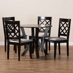 Load image into Gallery viewer, Baxton Studio Adina Modern And Contemporary Grey Fabric Upholstered And Dark Brown Finished Wood 5-Piece Dining Set
