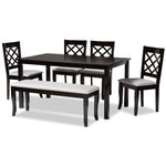 Load image into Gallery viewer, Baxton Studio Andor Modern And Contemporary Grey Fabric Upholstered And Dark Brown Finished Wood 6-Piece Dining Set
