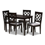 Load image into Gallery viewer, Baxton Studio Verner Modern And Contemporary Grey Fabric Upholstered Espresso Brown Finished 5-Piece Wood Dining Set
