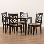 Load image into Gallery viewer, Baxton Studio Mael Modern And Contemporary Sand Fabric Upholstered Espresso Brown Finished 5-Piece Wood Dining Set
