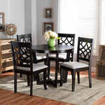 Load image into Gallery viewer, Baxton Studio Tricia Modern And Contemporary Grey Fabric Upholstered And Dark Brown Finished Wood 5-Piece Dining Set
