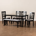 Load image into Gallery viewer, Baxton Studio Dori Modern And Contemporary Grey Fabric Upholstered And Dark Brown Finished Wood 6-Piece Dining Set
