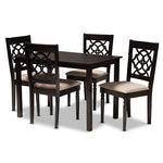 Load image into Gallery viewer, Baxton Studio Renaud Modern And Contemporary Sand Fabric Upholstered Espresso Brown Finished 5-Piece Wood Dining Set
