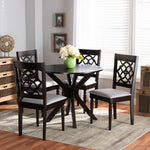 Load image into Gallery viewer, Baxton Studio Sadie Modern And Contemporary Grey Fabric Upholstered And Dark Brown Finished Wood 5-Piece Dining Set
