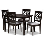 Load image into Gallery viewer, Baxton Studio Renaud Modern And Contemporary Grey Fabric Upholstered Espresso Brown Finished 5-Piece Wood Dining Set
