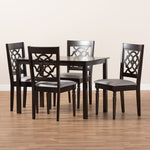 Load image into Gallery viewer, Baxton Studio Renaud Modern And Contemporary Grey Fabric Upholstered Espresso Brown Finished 5-Piece Wood Dining Set
