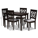 Load image into Gallery viewer, Baxton Studio Renaud Modern And Contemporary Grey Fabric Upholstered Espresso Brown Finished 5-Piece Wood Dining Set
