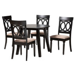 Load image into Gallery viewer, Baxton Studio Charlottle Modern Beige Fabric And Dark Brown Finished Wood 5-Piece Dining Set
