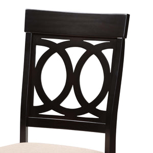 Baxton Studio Charlottle Modern Beige Fabric And Dark Brown Finished Wood 5-Piece Dining Set