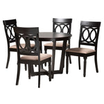 Load image into Gallery viewer, Baxton Studio Estelle Modern Beige Fabric And Dark Brown Finished Wood 5-Piece Dining Set
