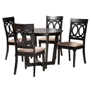 Baxton Studio Estelle Modern Beige Fabric And Dark Brown Finished Wood 5-Piece Dining Set