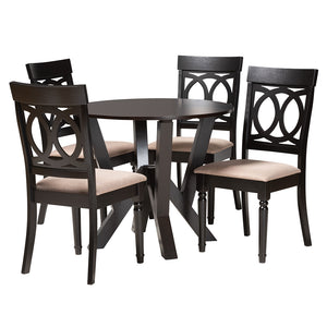 Baxton Studio Angie Modern Sand Fabric And Dark Brown Finished Wood 5-Piece Dining Set