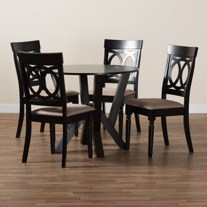 Baxton Studio Angie Modern Sand Fabric And Dark Brown Finished Wood 5-Piece Dining Set