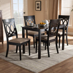 Load image into Gallery viewer, Baxton Studio Lucie Modern And Contemporary Sand Fabric Upholstered Espresso Brown Finished 5-Piece Wood Dining Set
