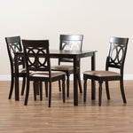 Load image into Gallery viewer, Baxton Studio Lucie Modern And Contemporary Sand Fabric Upholstered Espresso Brown Finished 5-Piece Wood Dining Set
