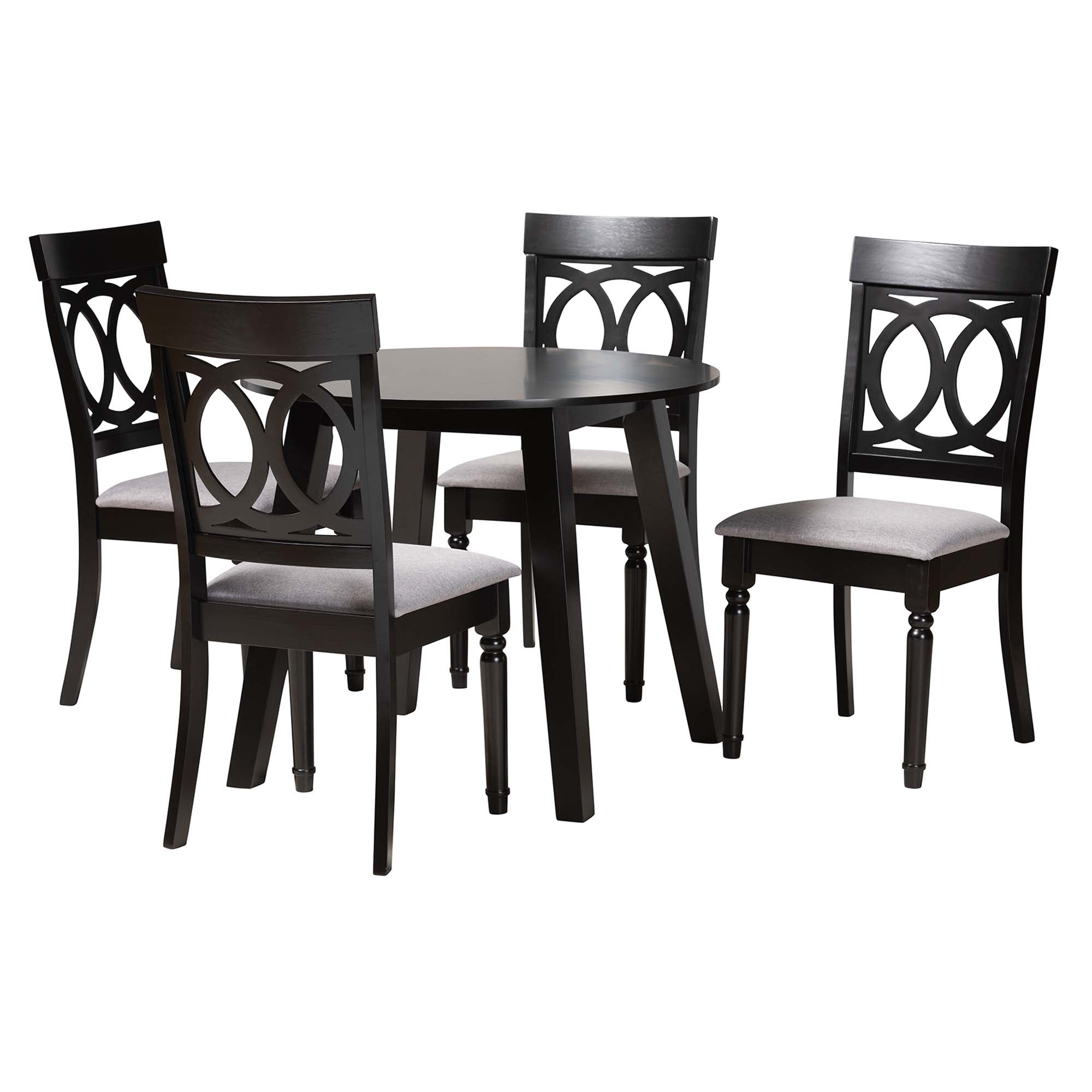 Baxton Studio Charlottle Modern Grey Fabric And Dark Brown Finished Wood 5-Piece Dining Set