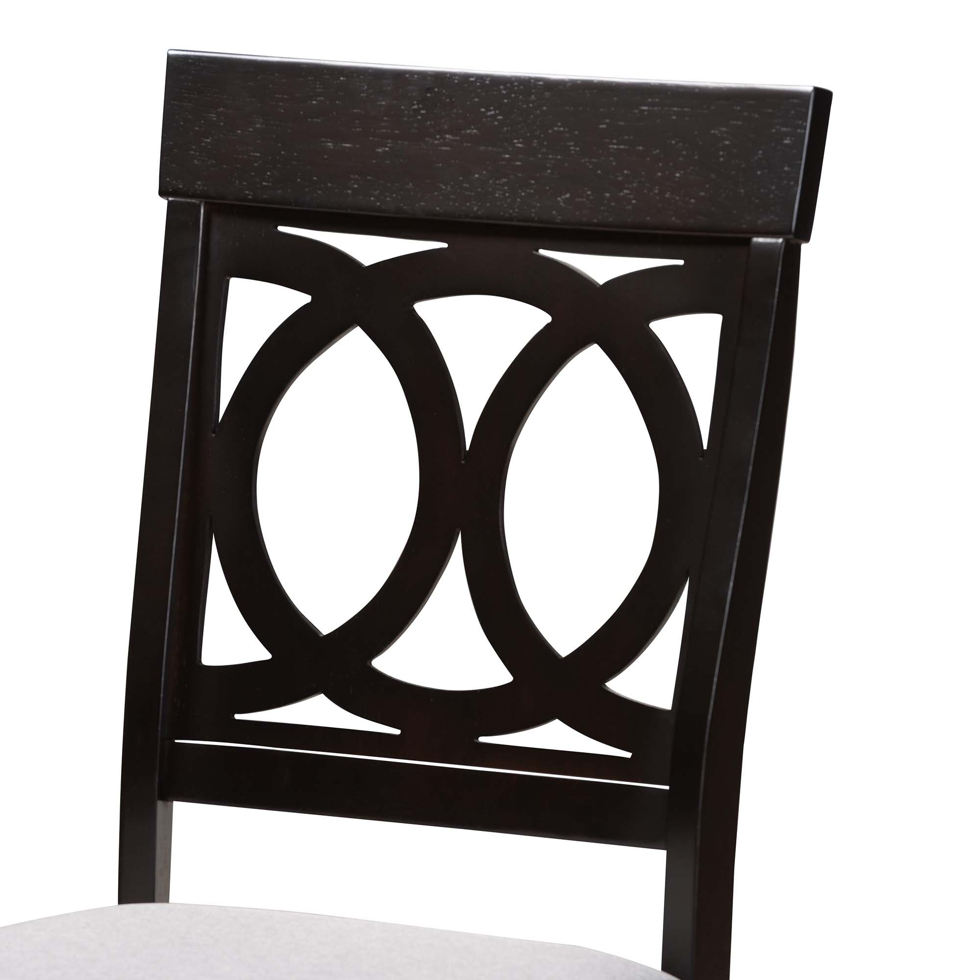 Baxton Studio Estelle Modern Grey Fabric And Dark Brown Finished Wood 5-Piece Dining Set