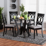 Load image into Gallery viewer, Baxton Studio Angie Modern Grey Fabric And Dark Brown Finished Wood 5-Piece Dining Set
