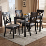 Load image into Gallery viewer, Baxton Studio Lucie Modern And Contemporary Grey Fabric Upholstered Espresso Brown Finished 5-Piece Wood Dining Set
