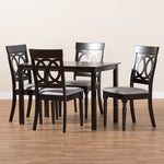 Load image into Gallery viewer, Baxton Studio Lucie Modern And Contemporary Grey Fabric Upholstered Espresso Brown Finished 5-Piece Wood Dining Set
