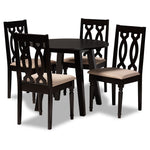 Load image into Gallery viewer, Baxton Studio Heidi Modern And Contemporary Sand Fabric Upholstered And Dark Brown Finished Wood 5-Piece Dining Set
