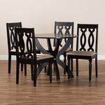 Load image into Gallery viewer, Baxton Studio Mona Modern And Contemporary Sand Fabric Upholstered And Dark Brown Finished Wood 5-Piece Dining Set
