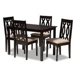 Load image into Gallery viewer, Baxton Studio Cherese Modern And Contemporary Sand Fabric Upholstered Espresso Brown Finished 5-Piece Wood Dining Set
