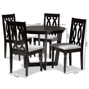 Baxton Studio Julie Modern And Contemporary Grey Fabric Upholstered And Dark Brown Finished Wood 5-Piece Dining Set