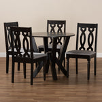 Load image into Gallery viewer, Baxton Studio Anise Modern And Contemporary Grey Fabric Upholstered And Dark Brown Finished Wood 5-Piece Dining Set
