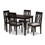 Load image into Gallery viewer, Baxton Studio Cherese Modern And Contemporary Grey Fabric Upholstered Espresso Brown Finished 5-Piece Wood Dining Set
