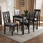 Load image into Gallery viewer, Baxton Studio Cherese Modern And Contemporary Grey Fabric Upholstered Espresso Brown Finished 5-Piece Wood Dining Set
