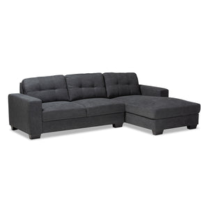 Baxton Studio Langley Modern and Contemporary Fabric Upholstered Sectional Sofa with Right Facing Chaise