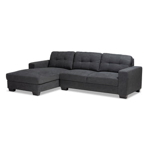 Baxton Studio Langley Modern and Contemporary Fabric Upholstered Sectional Sofa with Left Facing Chaise