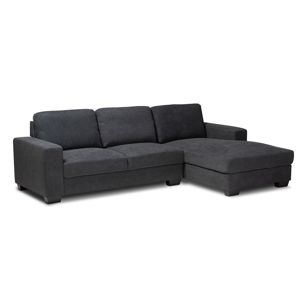 Baxton Studio Nevin Modern and Contemporary Fabric Upholstered Sectional Sofa with Right Facing Chaise