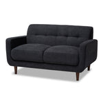 Load image into Gallery viewer, Baxton Studio Allister Mid-Century Modern Dark Grey Fabric Upholstered Loveseat
