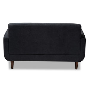 Baxton Studio Allister Mid-Century Modern Dark Grey Fabric Upholstered Loveseat