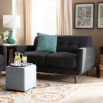 Load image into Gallery viewer, Baxton Studio Allister Mid-Century Modern Dark Grey Fabric Upholstered Loveseat
